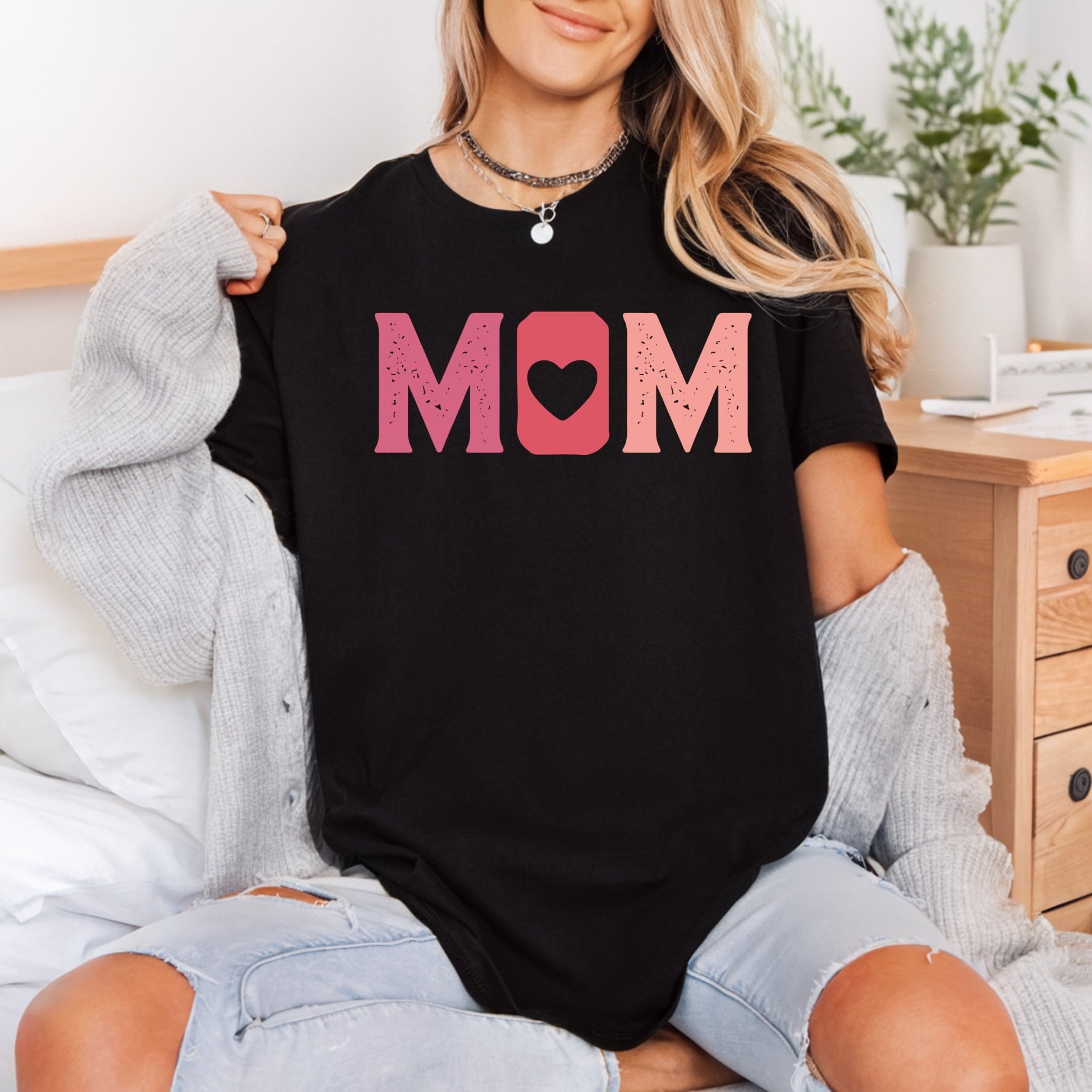 Distressed Mom Heart Retro Mom Vintage Ready to Press DTF Transfer for Dtf