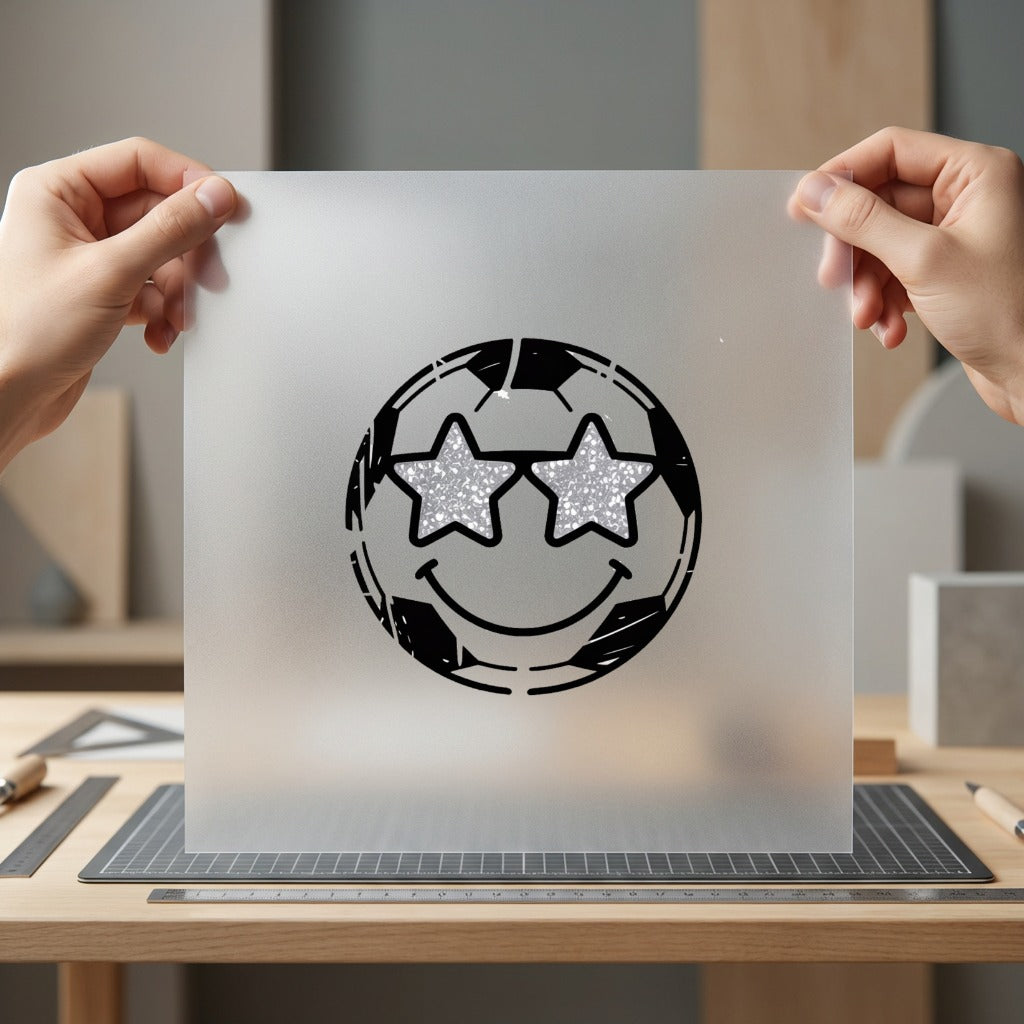 Distressed Soccer Ball Smiley Vintage Retro Ready to Press DTF Transfer for Dtf