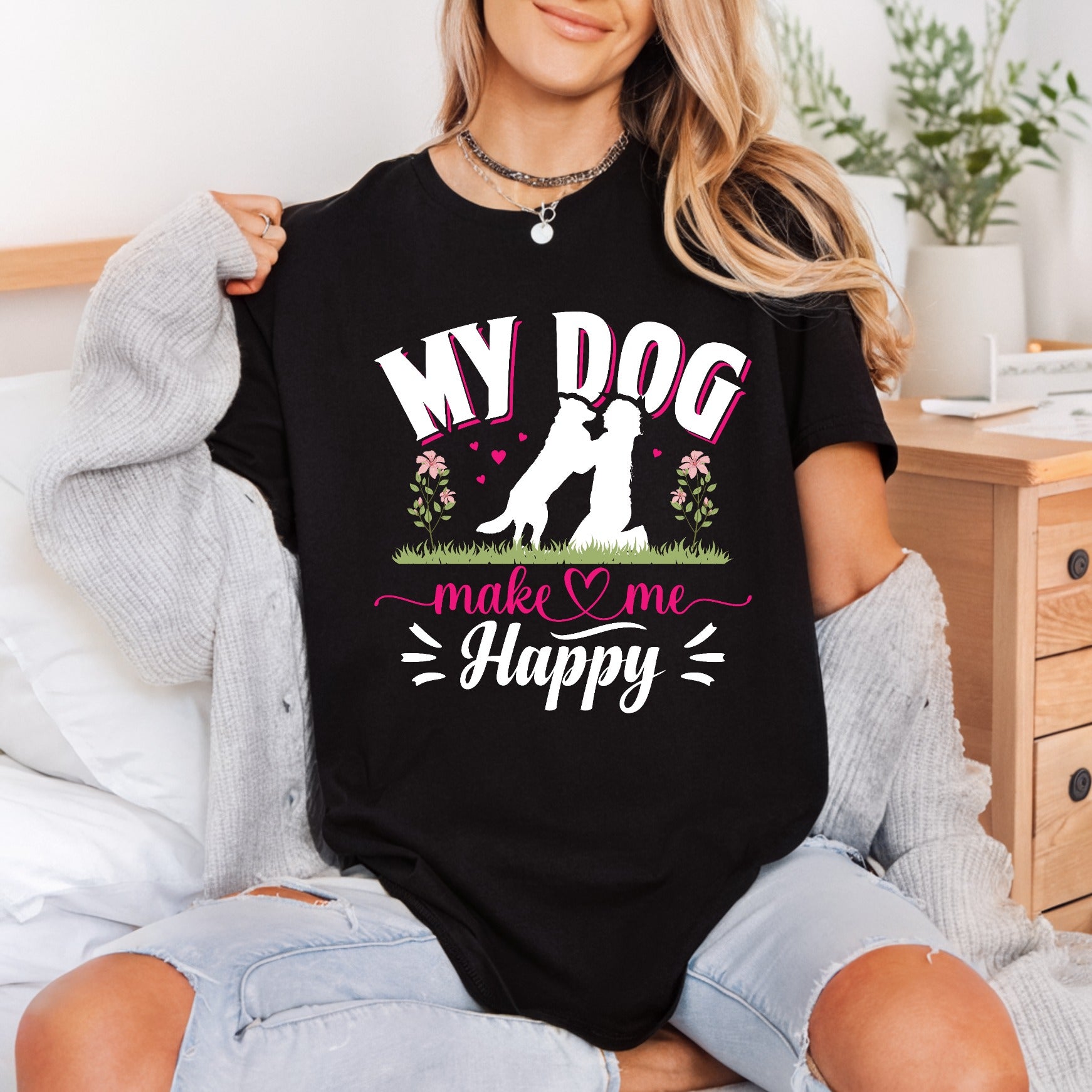 Dog Makes Happy Pet Mom Dad Ready to Press DTF Transfer for Dtf