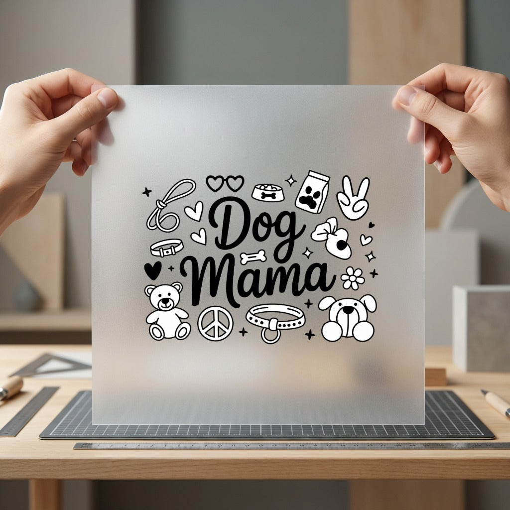 Dog Mama Doodle Outline Mom Mama Ready to Press DTF Transfer for Dtf