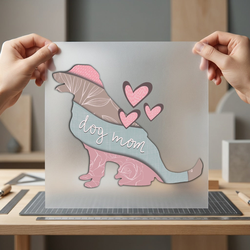 Dog Mom Floral Heart Mom Dad Ready to Press DTF Transfer for Dtf