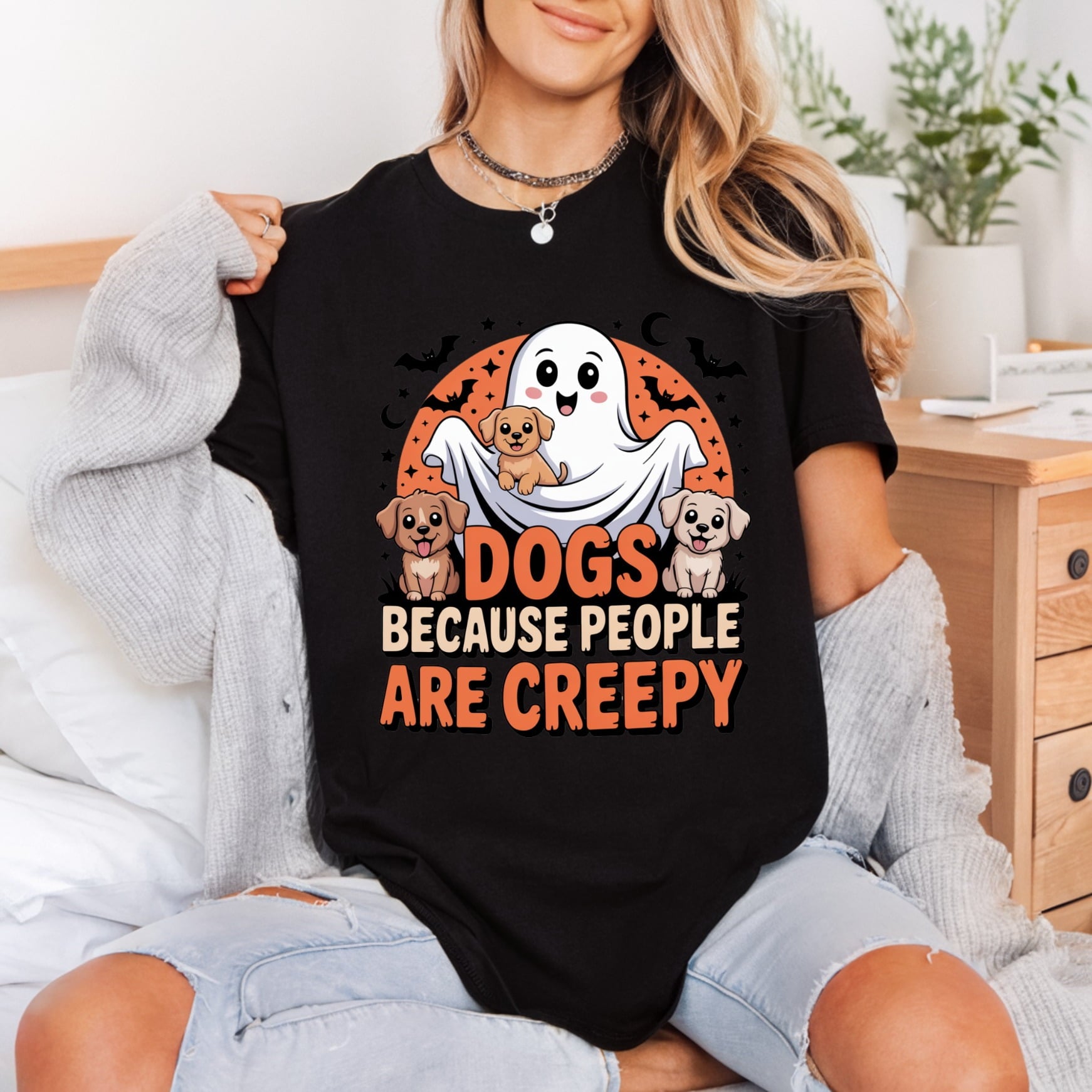 Dogs Because People Creepy Halloween Funny Ready to Press DTF Transfer for Dtf