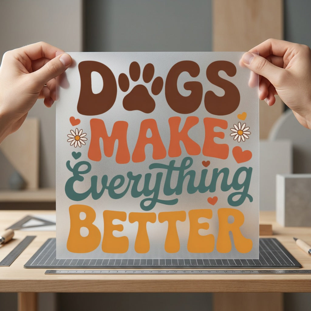Dogs Make Everything Better Mom Dad Ready to Press DTF Transfer for Dtf