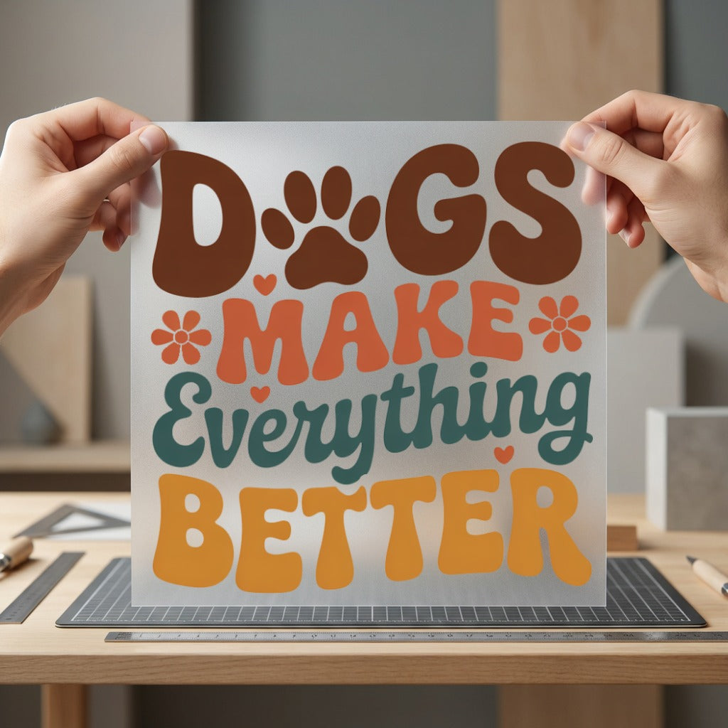 Dogs Make Everything Better Mom Dad Ready to Press DTF Transfer for Dtf