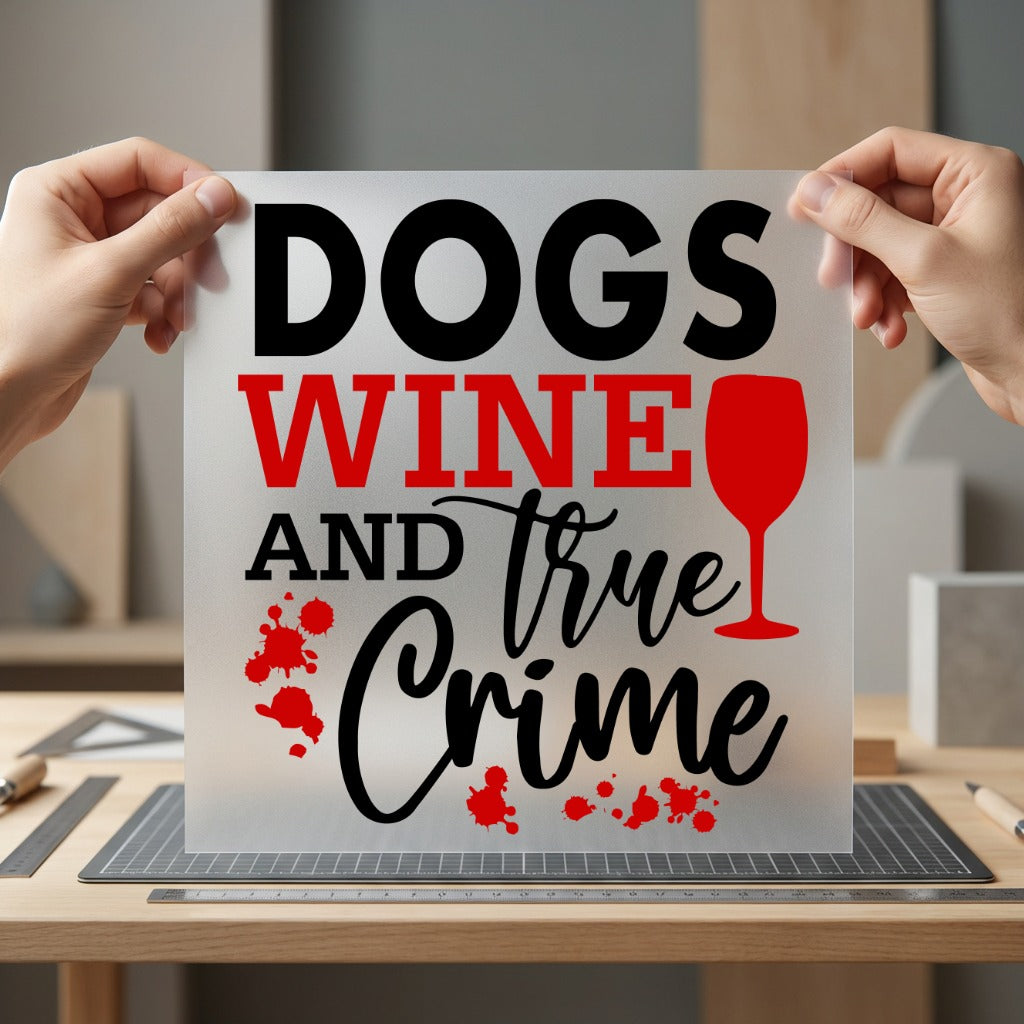 Dogs Wine True Crime Mom Dad Ready to Press DTF Transfer for Dtf