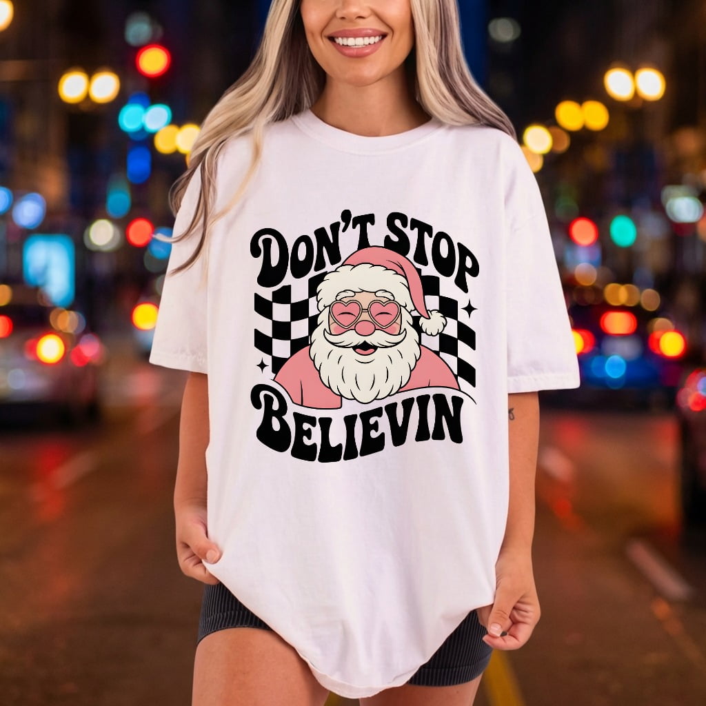 Don Stop Believin Santa Christmas Retro Ready to Press DTF Transfer for Dtf