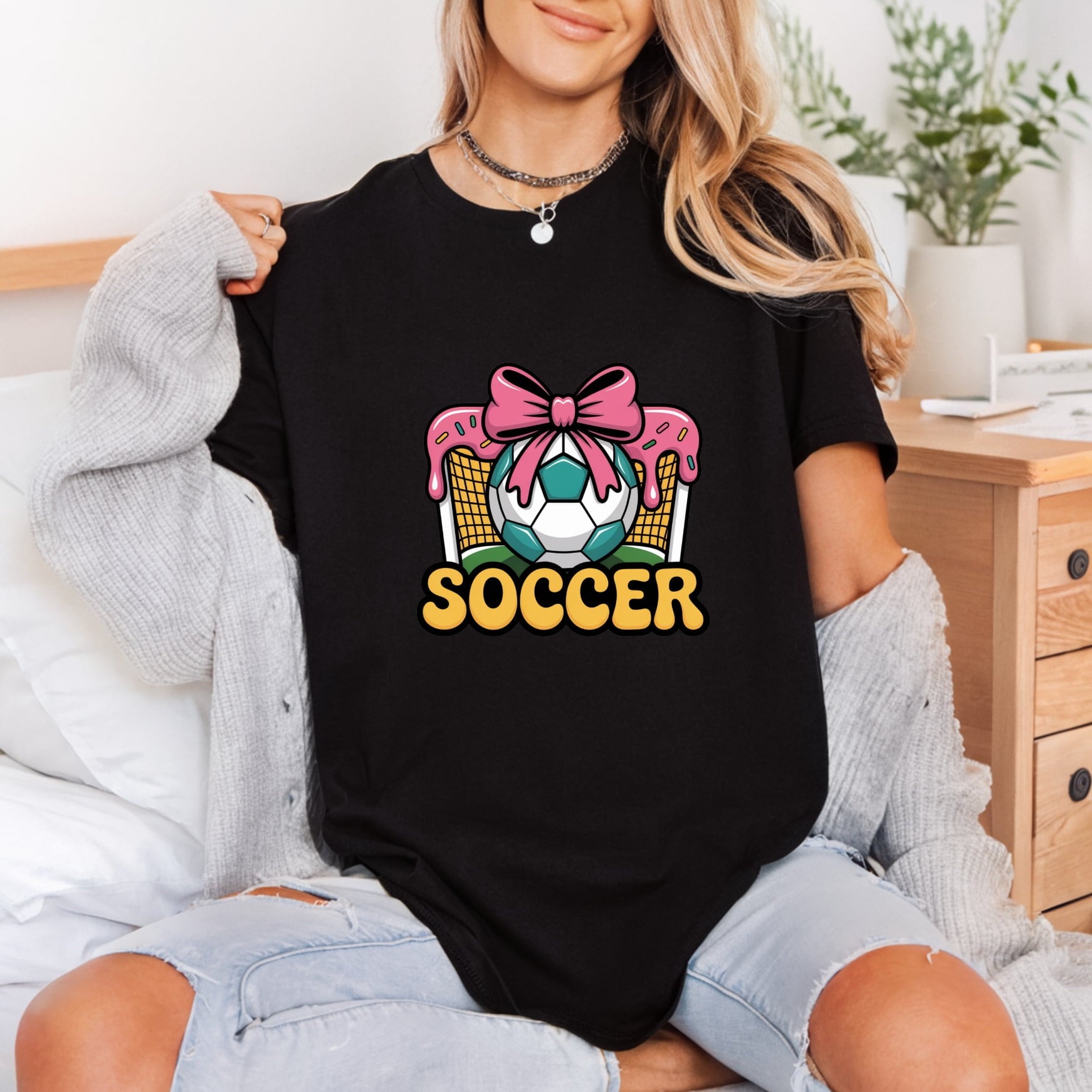 Donut Soccer Ball Bow Fitness Ready to Press DTF Transfer for Dtf