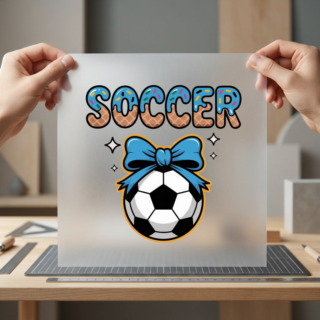 Donut Soccer Blue Bow Fitness Ready to Press DTF Transfer for Dtf