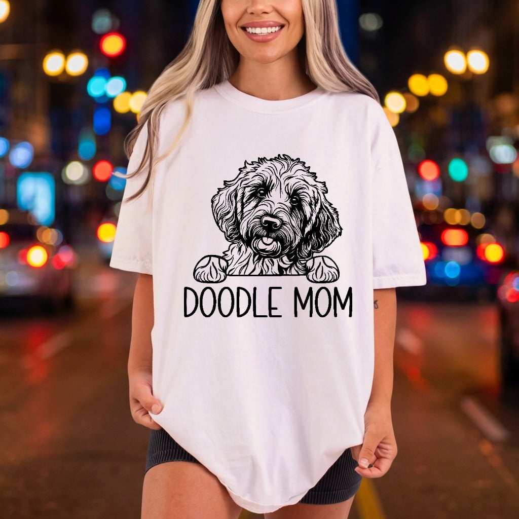 Doodle Mom Dog Cartoon Mom Dad Ready to Press DTF Transfer for Dtf