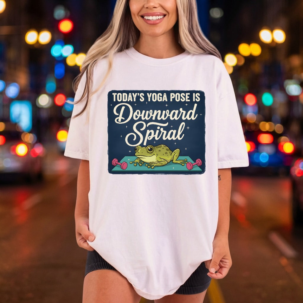 Downward Spiral Yoga Frog Funny Pet Ready to Press DTF Transfer for Dtf