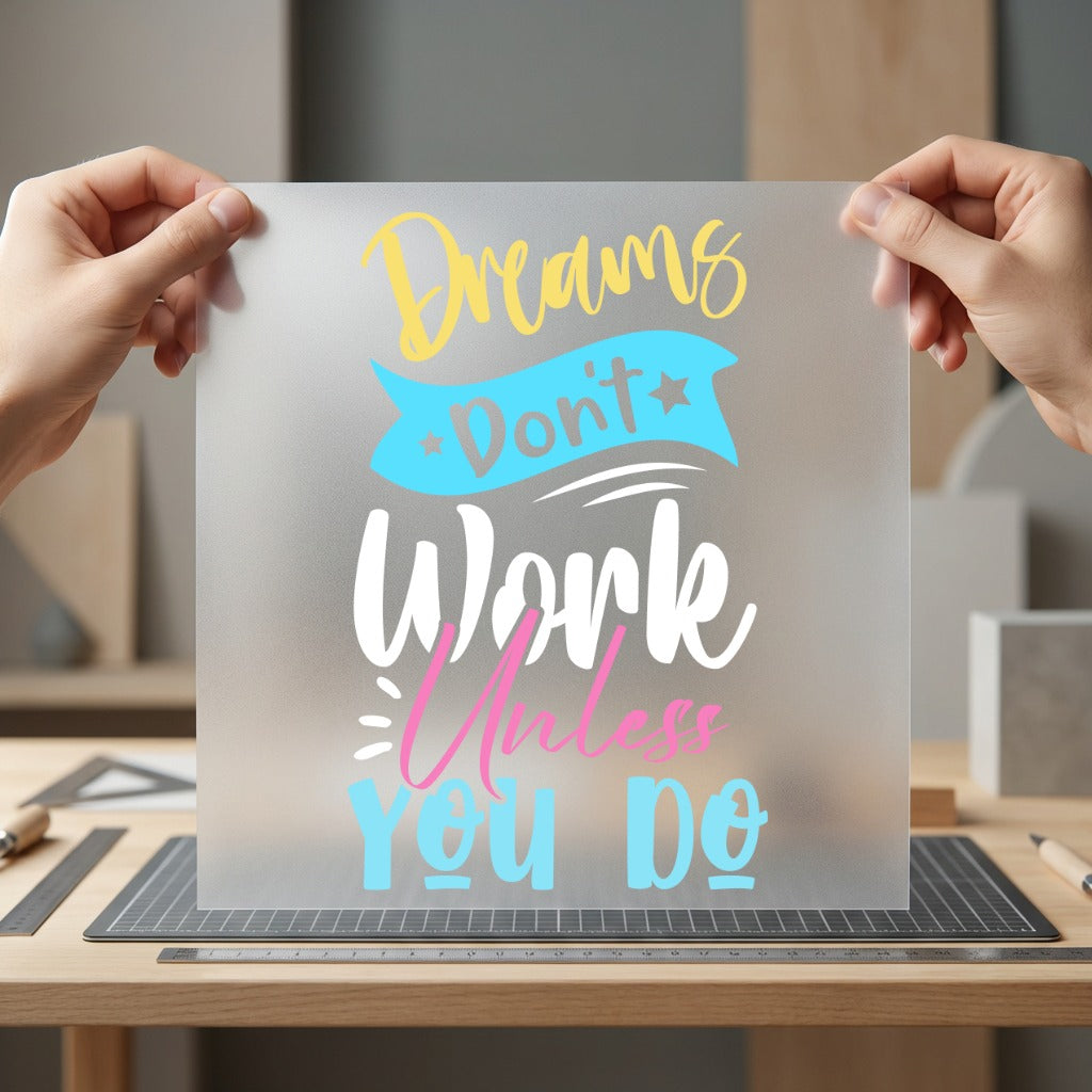 Dreams Don Work Unless Empowerment Collection Growth Mindset Collection Ready to Press DTF Transfer for Dtf