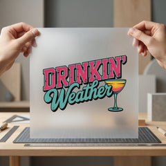 Drinkin Weather Tropical Retro Summer Vintage Ready to Press DTF Transfer for Dtf