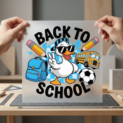 Duck Back School Retro Teacher Retro Ready to Press DTF Transfer for Dtf