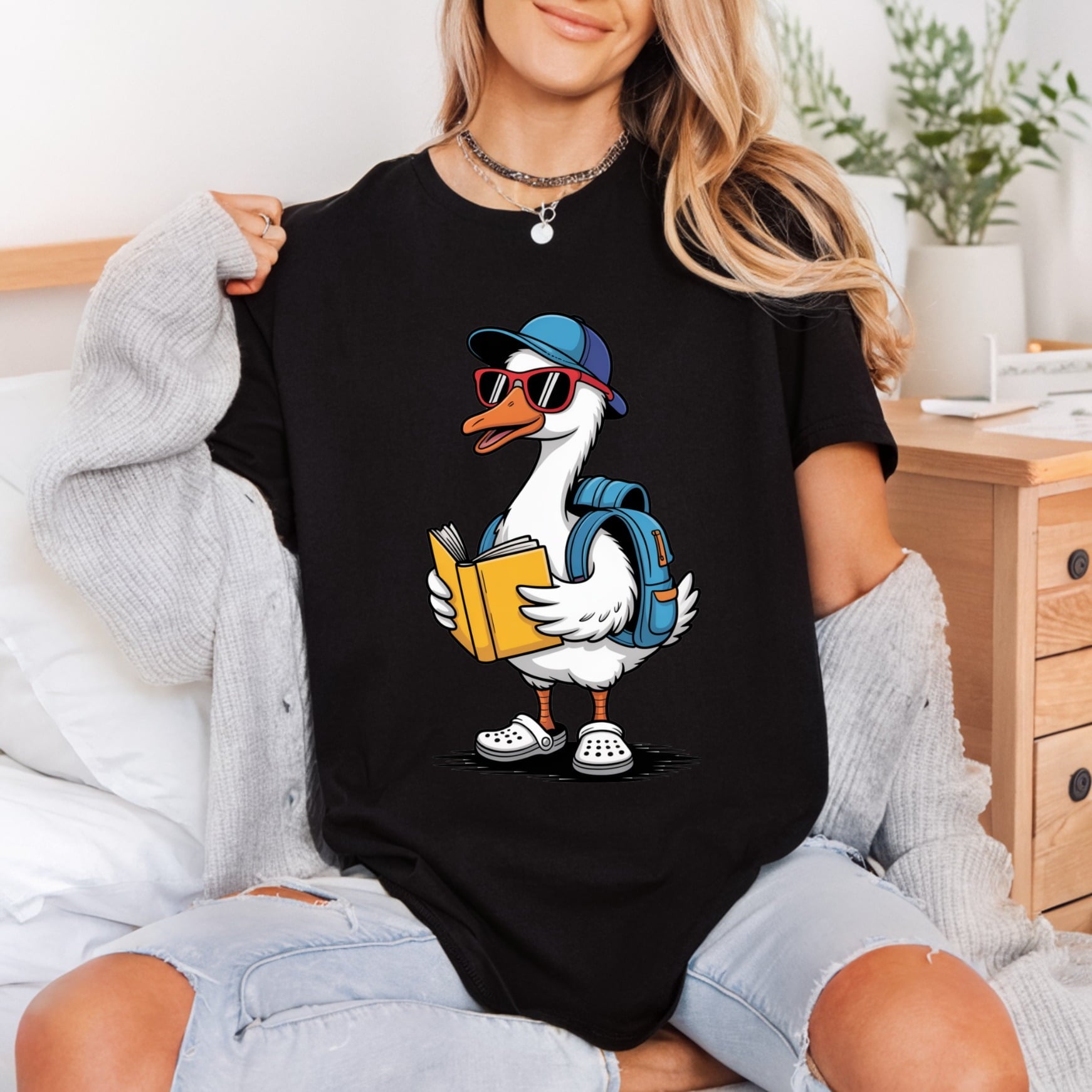 Duck Reading Book Cartoon Reading Kids Collection Back To School Collection Ready to Press DTF Transfer for Dtf