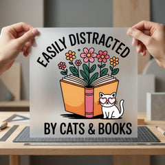 Easily Distracted Cats Books Mom Dad Ready to Press DTF Transfer for Dtf