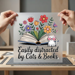 Easily Distracted Cats Books Mom Dad Ready to Press DTF Transfer for Dtf