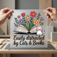 Easily Distracted Cats Books Mom Dad Ready to Press DTF Transfer for Dtf