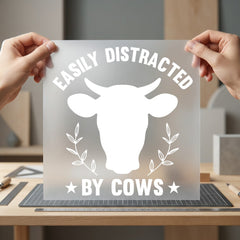 Easily Distracted Cows Farm Usa Funny Ready to Press DTF Transfer for Dtf