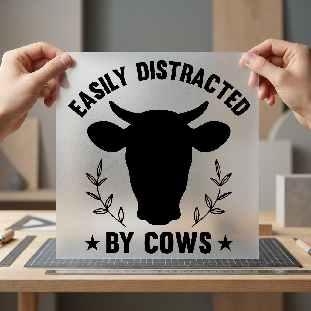 Easily Distracted Cows Farm Usa Funny Ready to Press DTF Transfer for Dtf