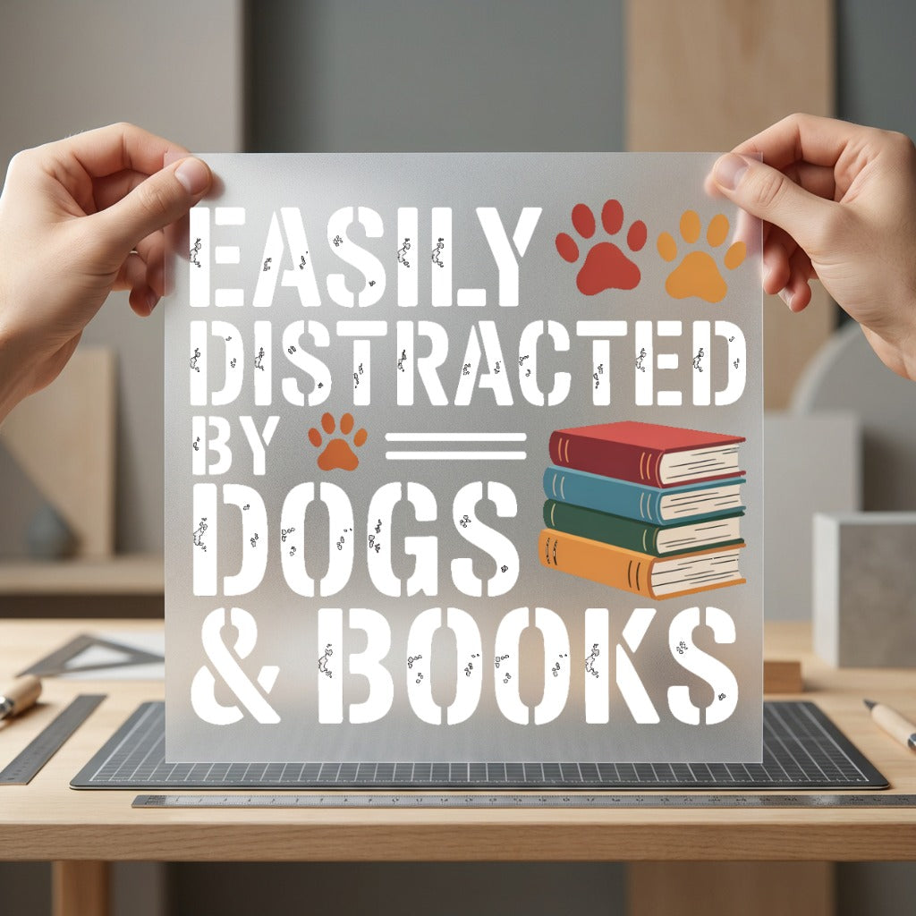 Easily Distracted Dogs Books Mom Dad Ready to Press DTF Transfer for Dtf