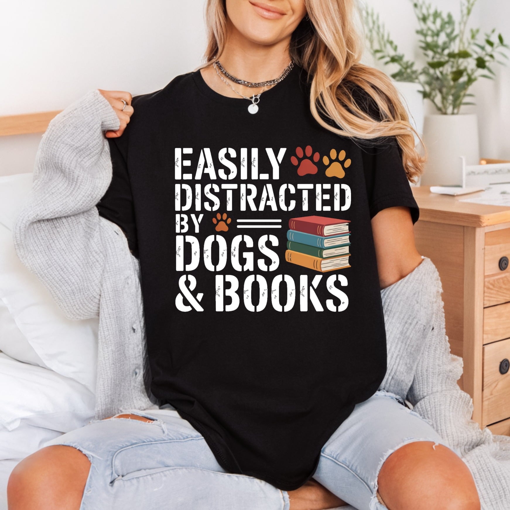 Easily Distracted Dogs Books Mom Dad Ready to Press DTF Transfer for Dtf
