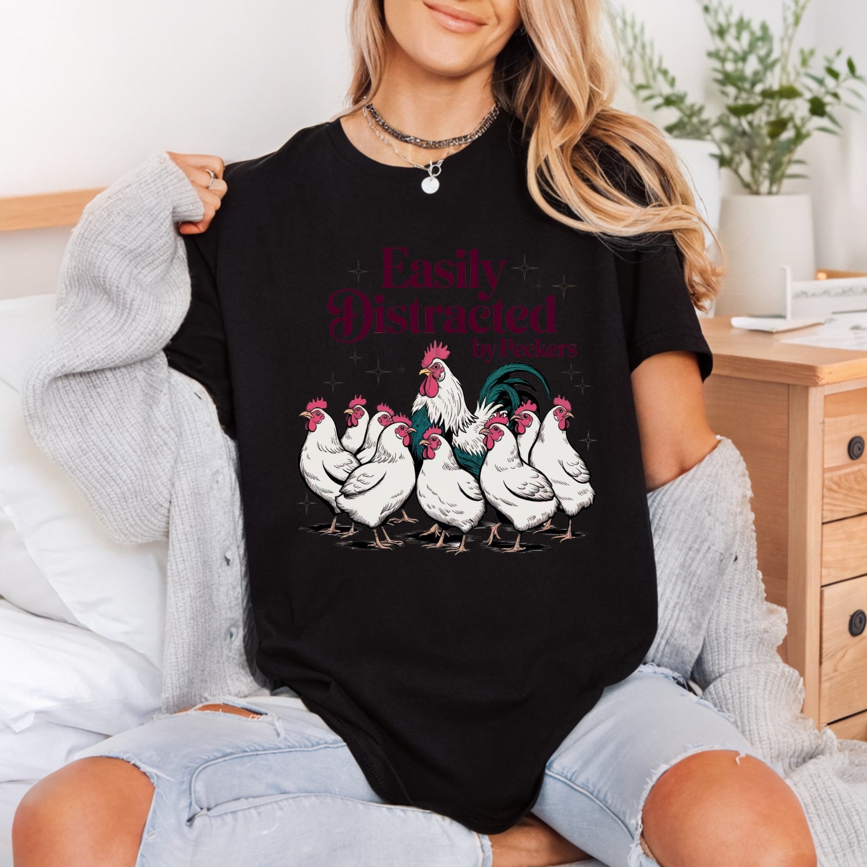 Easily Distracted Peckers Funny Funny Pet Ready to Press DTF Transfer for Dtf