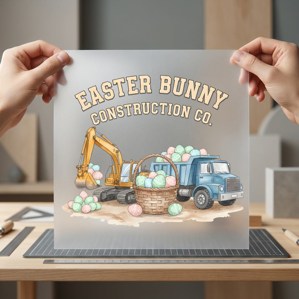 Easter Bunny Construction Kids Easter Funny Ready to Press DTF Transfer for Dtf