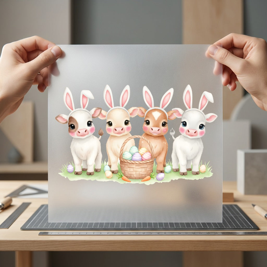 Easter Bunny Cows Spring Easter Spring Ready to Press DTF Transfer for Dtf