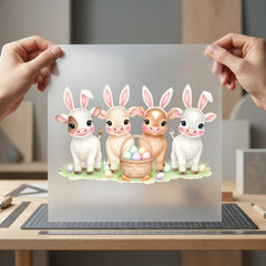 Easter Bunny Cows Spring Easter Spring Ready to Press DTF Transfer for Dtf