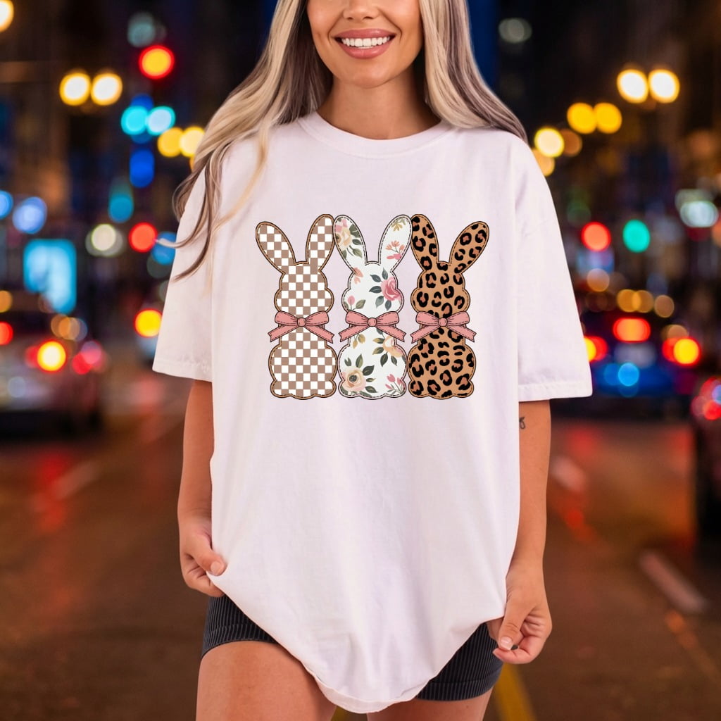 Easter Bunny Pattern Trio Easter Boho Ready to Press DTF Transfer for Dtf