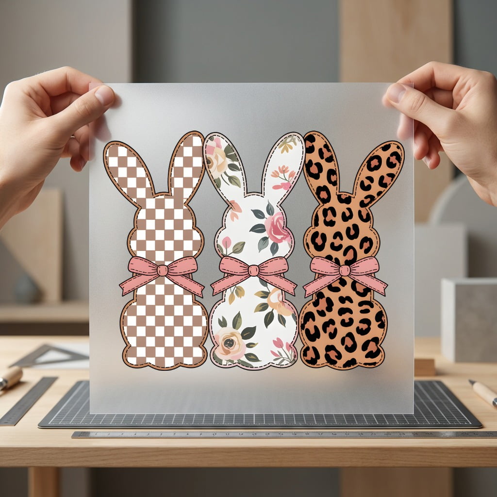 Easter Bunny Pattern Trio Easter Boho Ready to Press DTF Transfer for Dtf