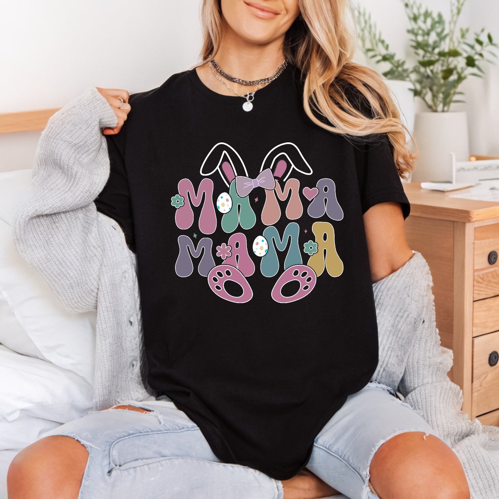 Easter Mama Pink Boho Easter Mom Ready to Press DTF Transfer for Dtf
