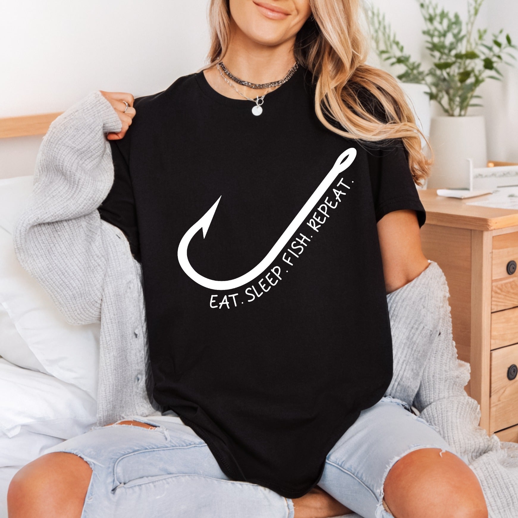Eat Sleep Fish Repeat Dad Funny Ready to Press DTF Transfer for Dtf