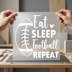 Eat Sleep Football Repeat Retro Fitness Ready to Press DTF Transfer for Dtf