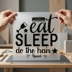 Eat Sleep Hair Repeat Funny Sarcastic Ready to Press DTF Transfer for Dtf