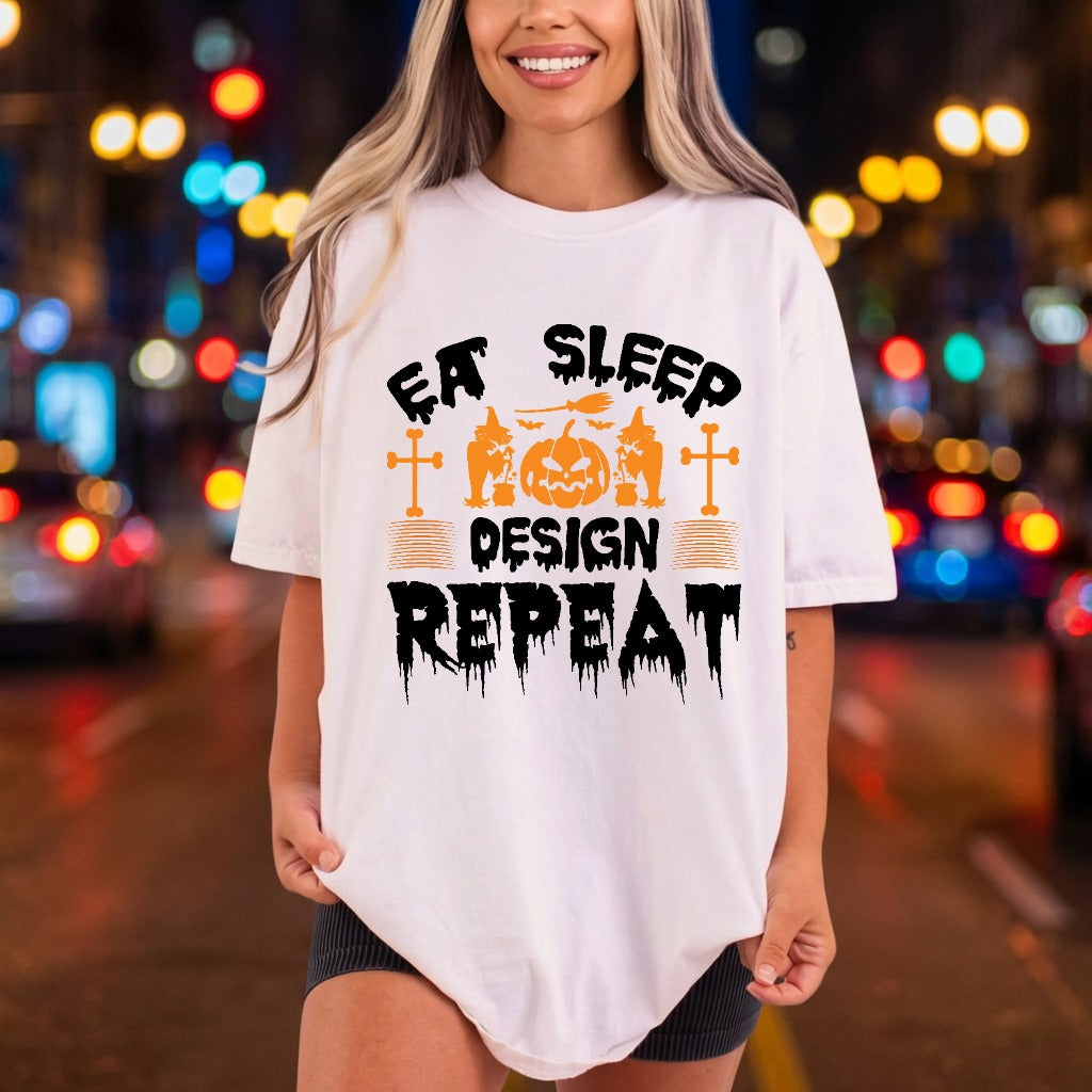Eat Sleep Repeat Halloween Halloween Vintage Ready to Press DTF Transfer for Dtf