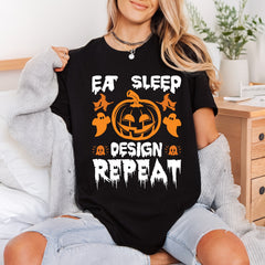 Eat Sleep Repeat Halloween Halloween Vintage Ready to Press DTF Transfer for Dtf