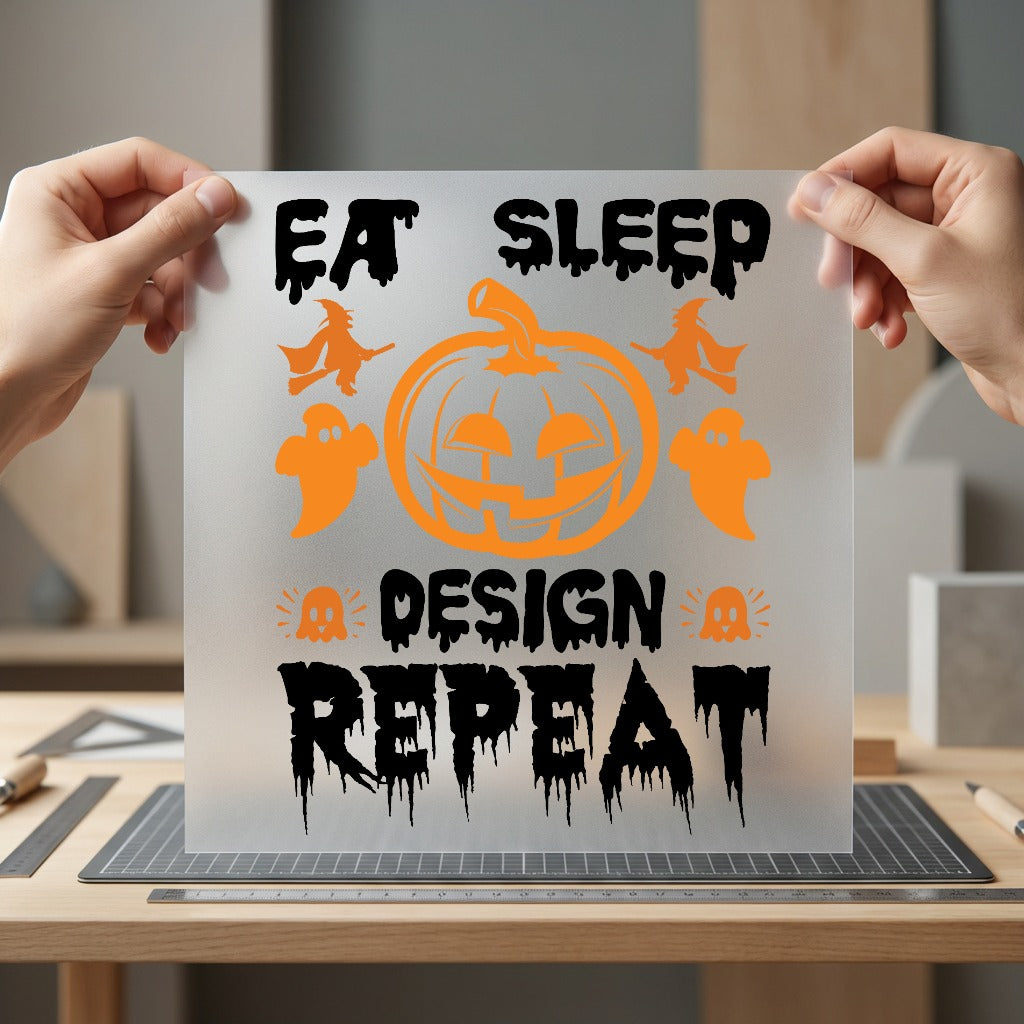 Eat Sleep Repeat Halloween Halloween Vintage Ready to Press DTF Transfer for Dtf