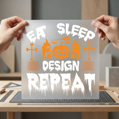 Eat Sleep Repeat Halloween Halloween Vintage Ready to Press DTF Transfer for Dtf