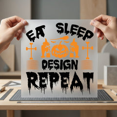 Eat Sleep Repeat Halloween Halloween Vintage Ready to Press DTF Transfer for Dtf