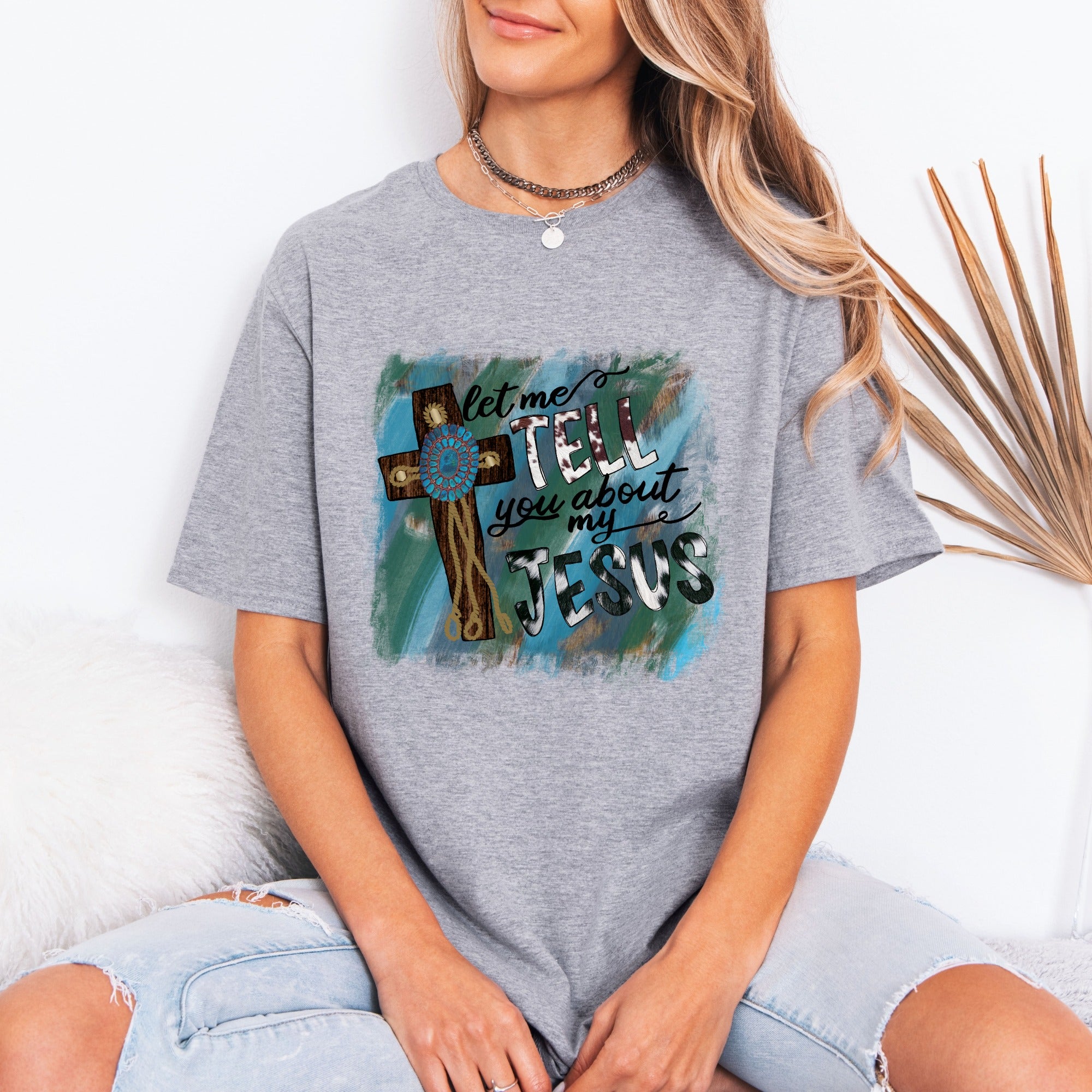 Tell You About My Jesus | Rustic Faith Cross Tee