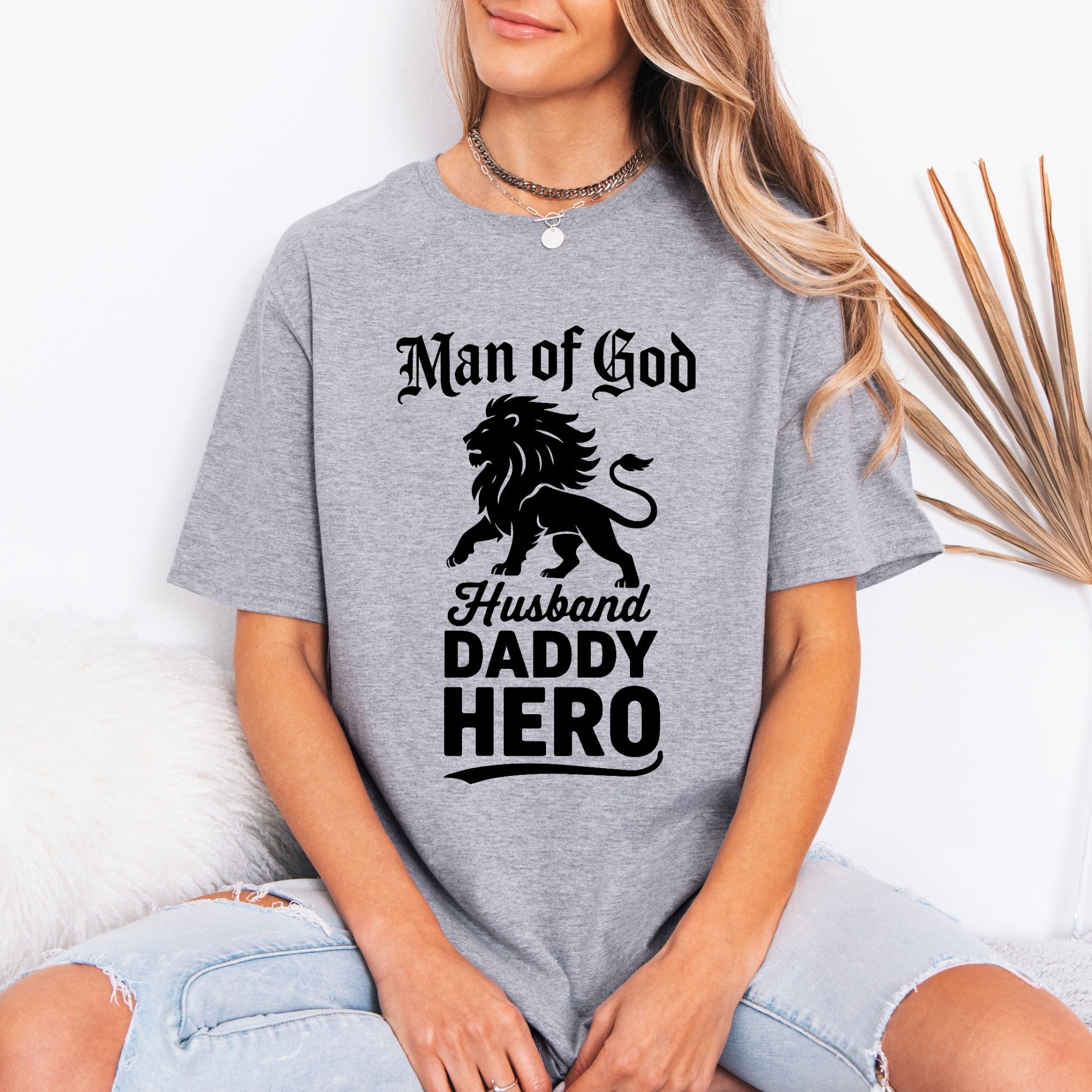 Man of God Husband Lion | Christian Fatherhood Tee