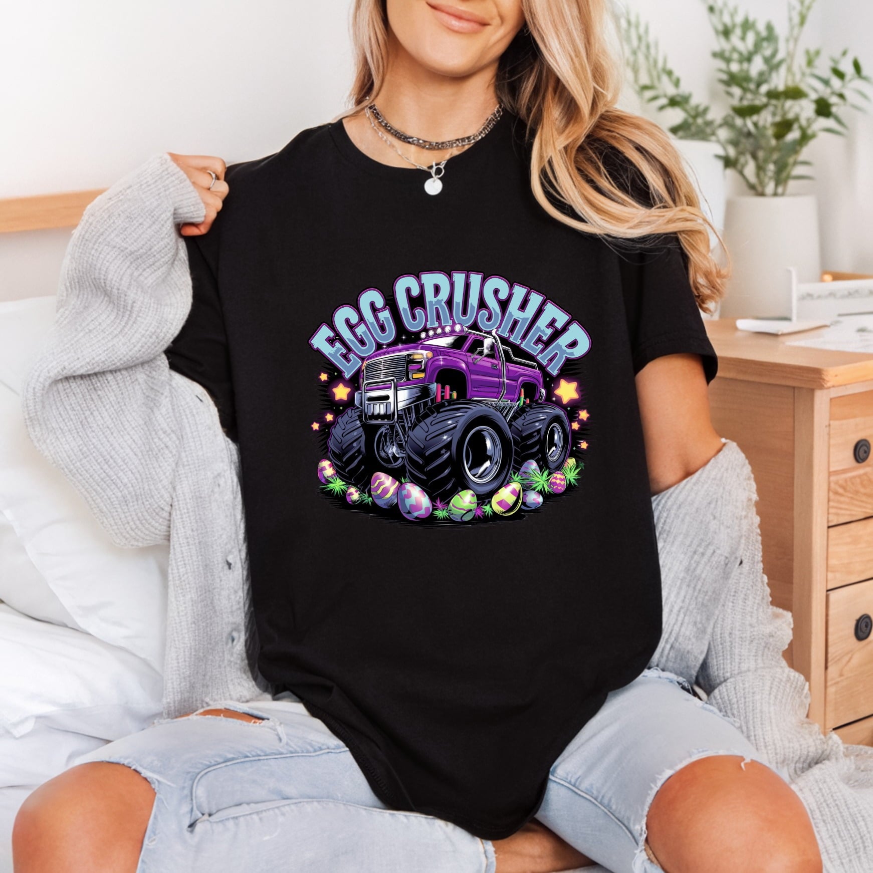 Egg Crusher Monster Truck Easter Ready to Press DTF Transfer for Dtf
