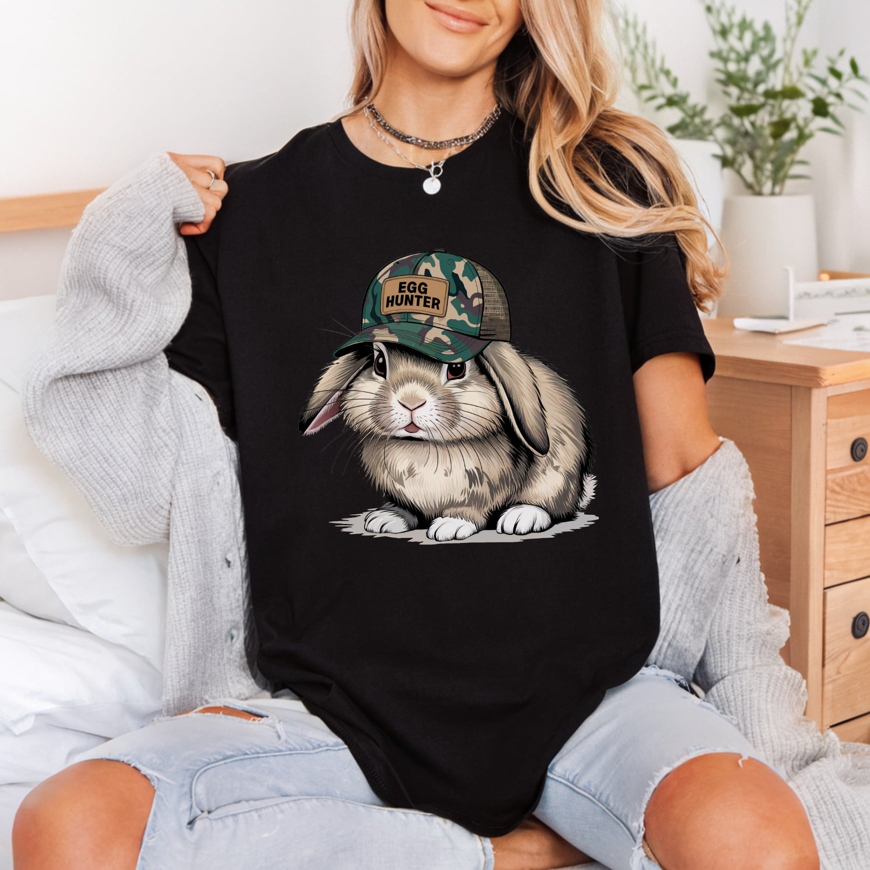 Egg Hunter Bunny Easter Easter Funny Ready to Press DTF Transfer for Dtf