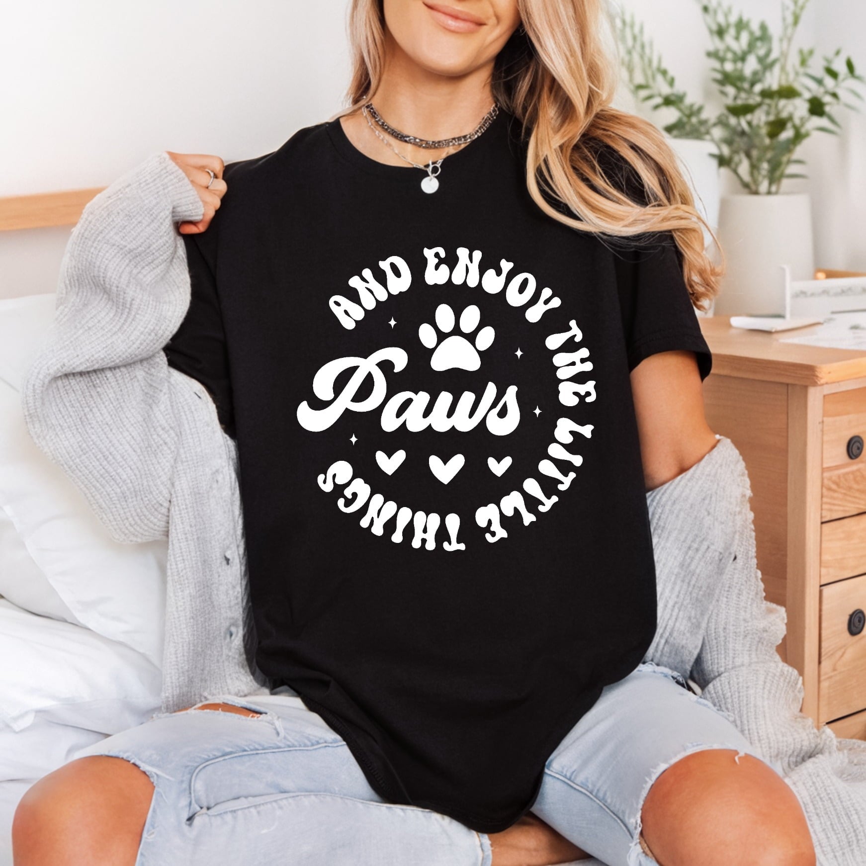 Enjoy Paws Little Things Funny Retro Ready to Press DTF Transfer for Dtf