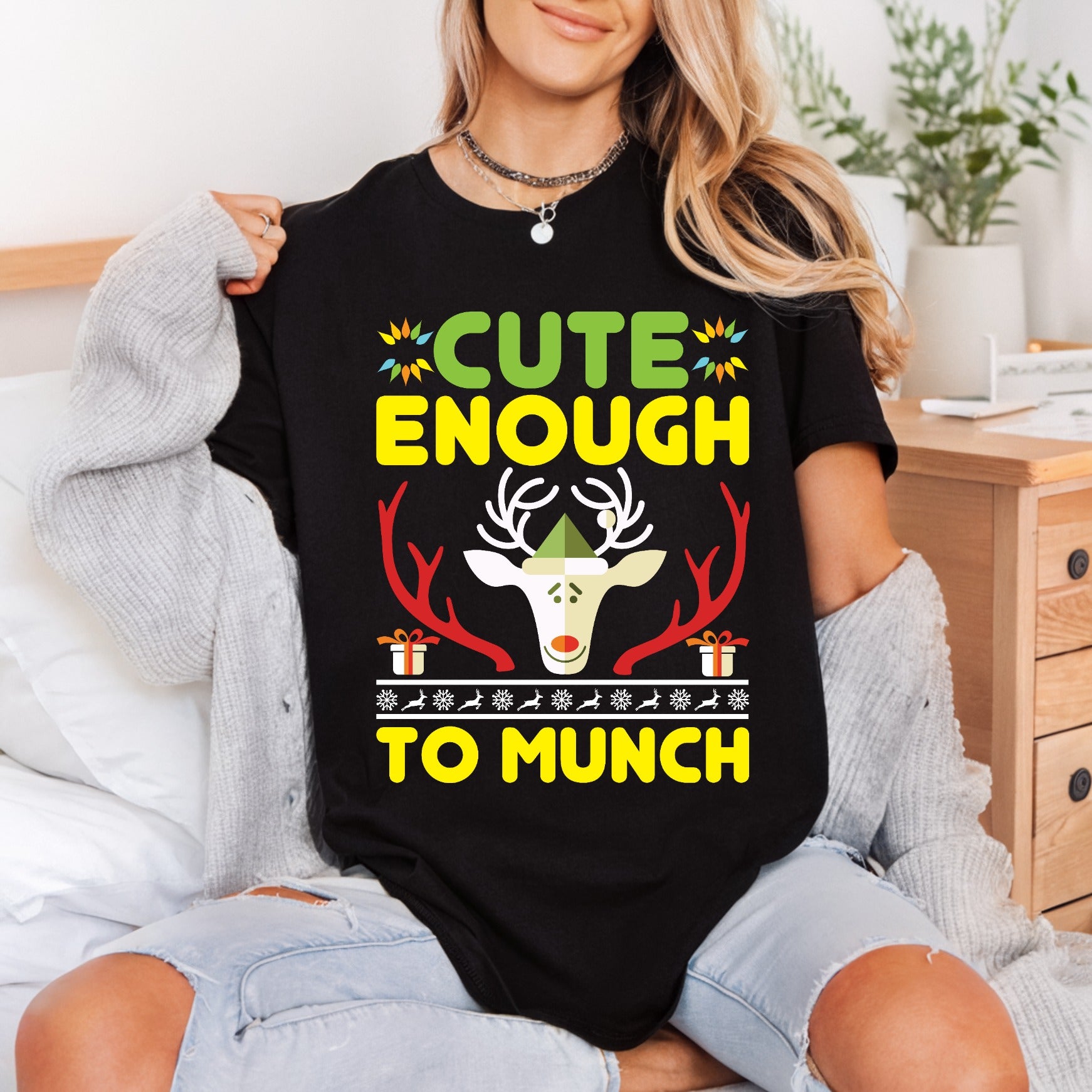 Enough Munch Reindeer Christmas Christmas Ready to Press DTF Transfer for Dtf