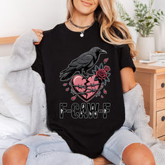 F-caw-f Crow Broken Heart Valentine Funny Ready to Press DTF Transfer for Dtf