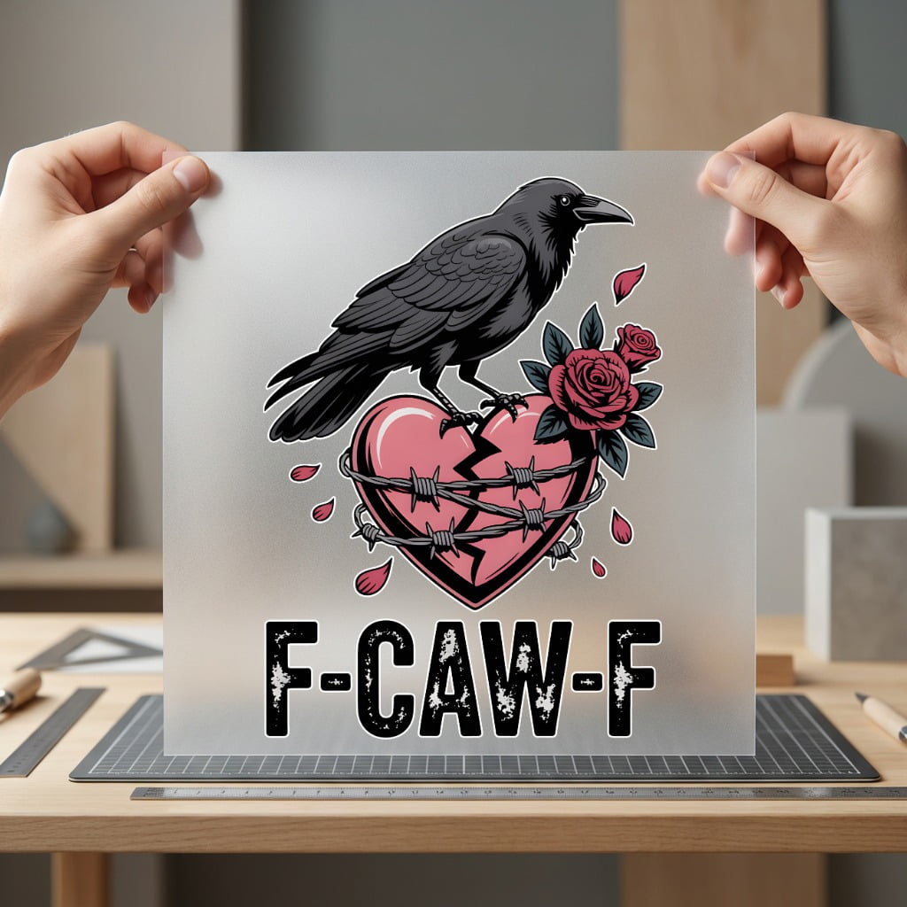 F-caw-f Crow Broken Heart Valentine Funny Ready to Press DTF Transfer for Dtf