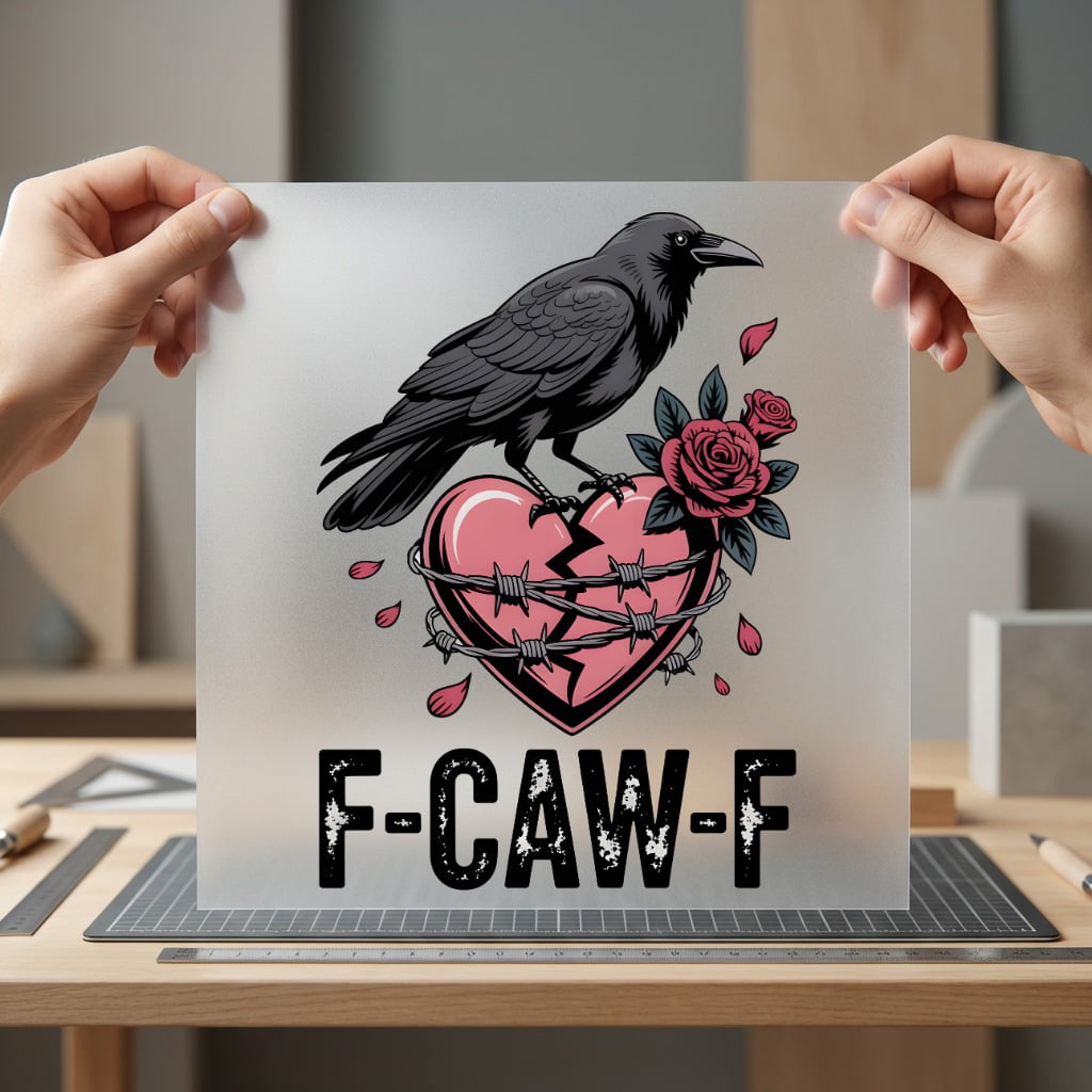 F-caw-f Crow Broken Heart Valentine Funny Ready to Press DTF Transfer for Dtf