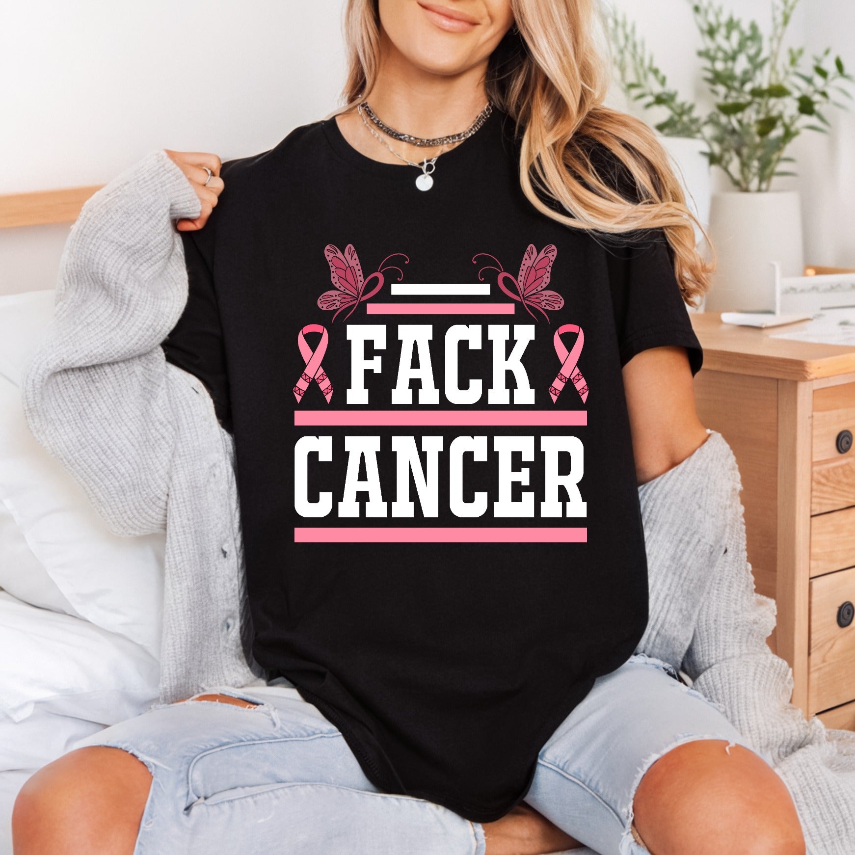 Fack Cancer Pink Ribbons Awareness & Causes Collection Empowerment Collection Ready to Press DTF Transfer for Dtf